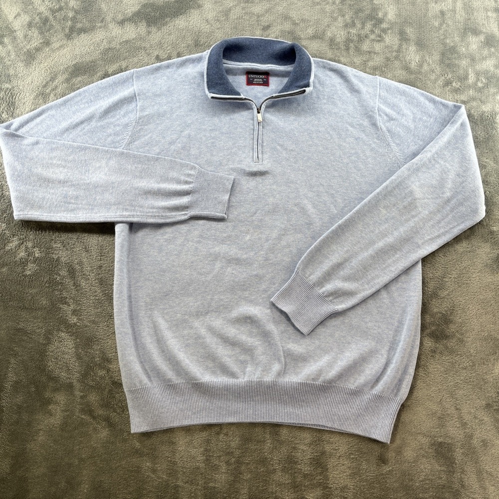 UNTUCKit Sweater‎ Men's Medium Blue Pullover 1/4 Zip Sweatshirt